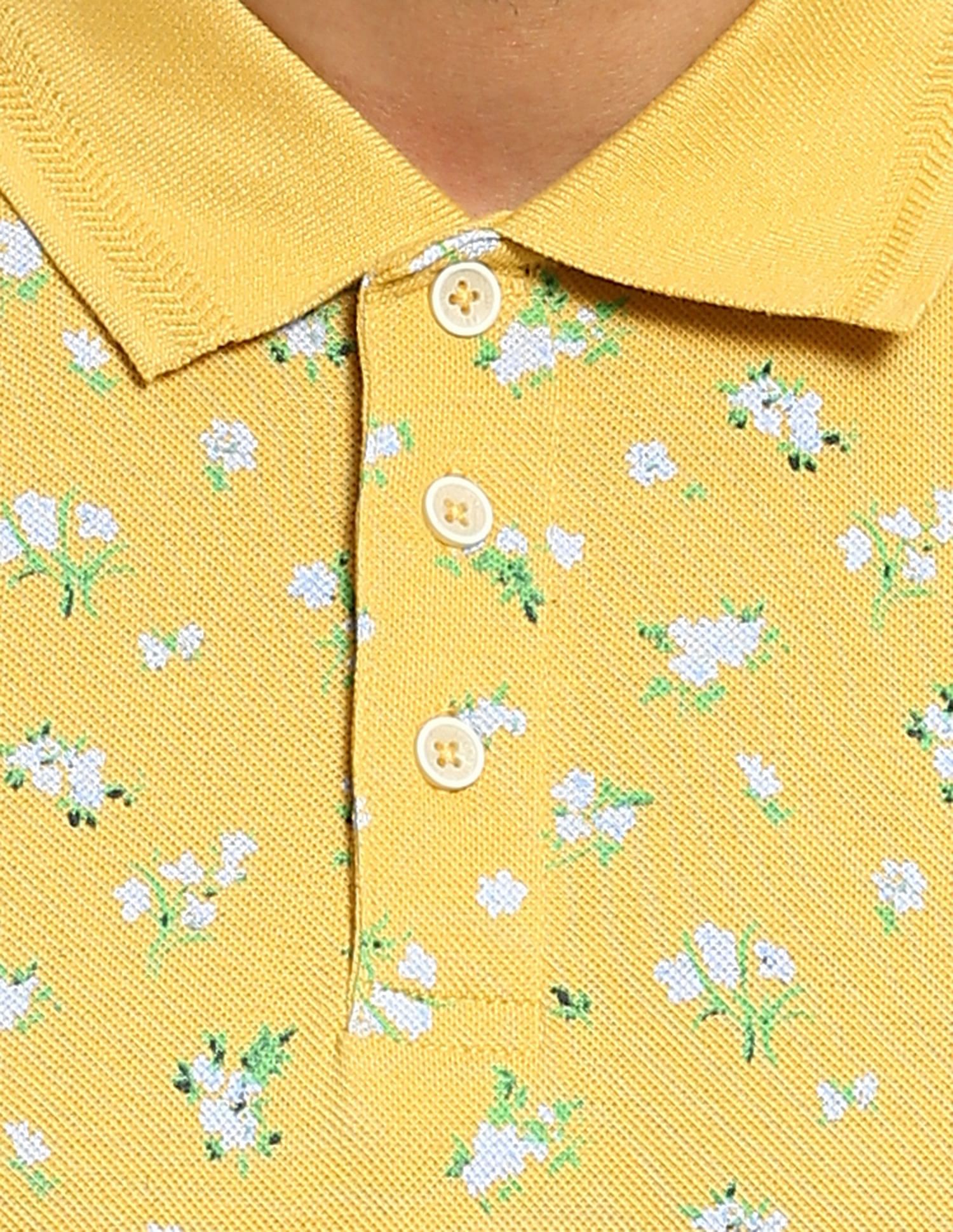 AD by Arvind Floral Print Pique Polo Shirt