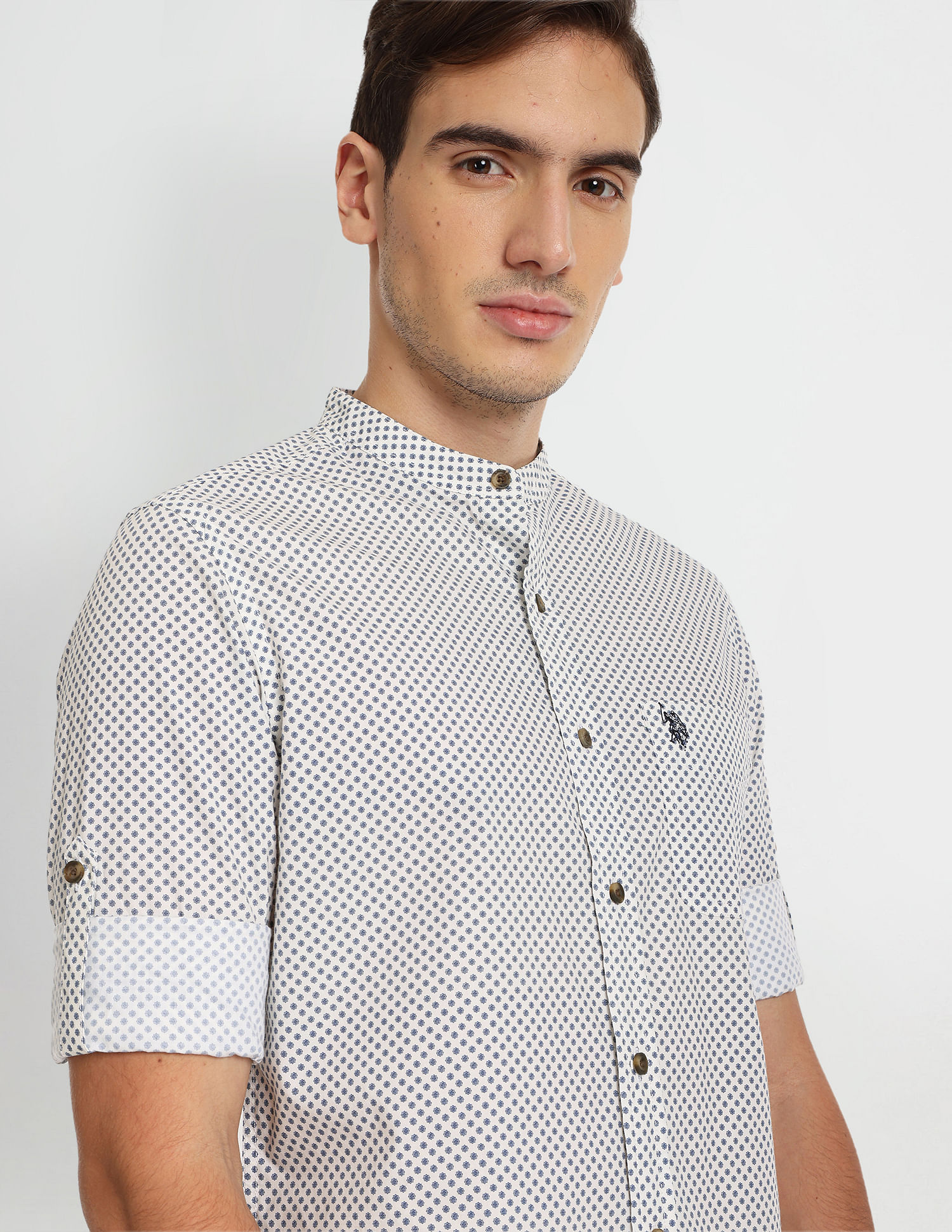 U.S. Polo Assn. Denim Co. Mandarin Collar Printed Shirt