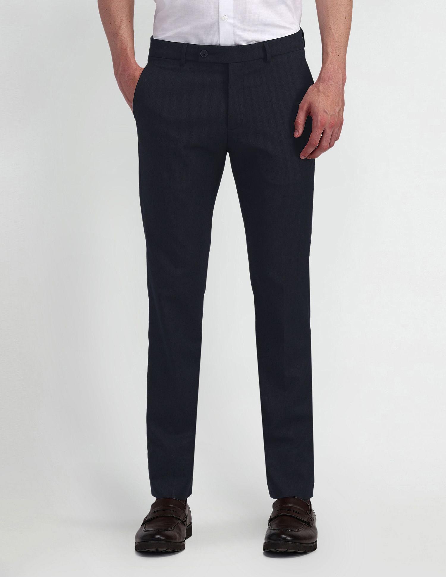 Arrow Slim Fit Solid Trousers