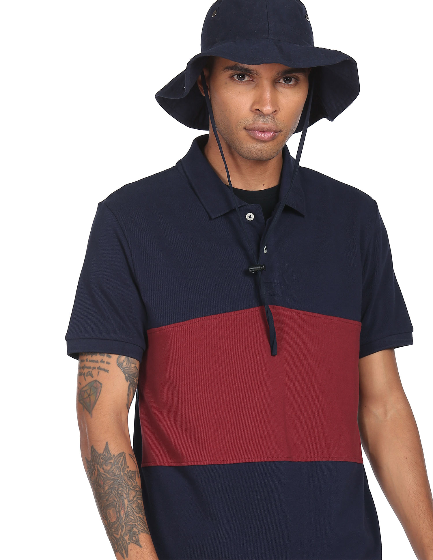 Flying Machine Cotton Pique Colour Block Polo Shirt