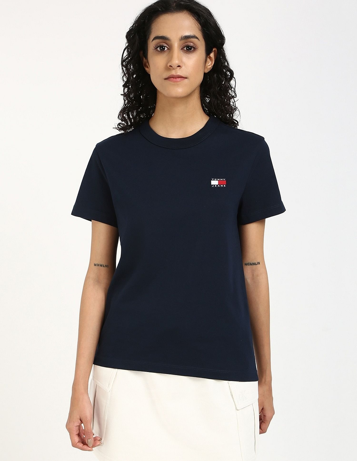 Tommy Hilfiger Womens Blue Solid T-Shirt