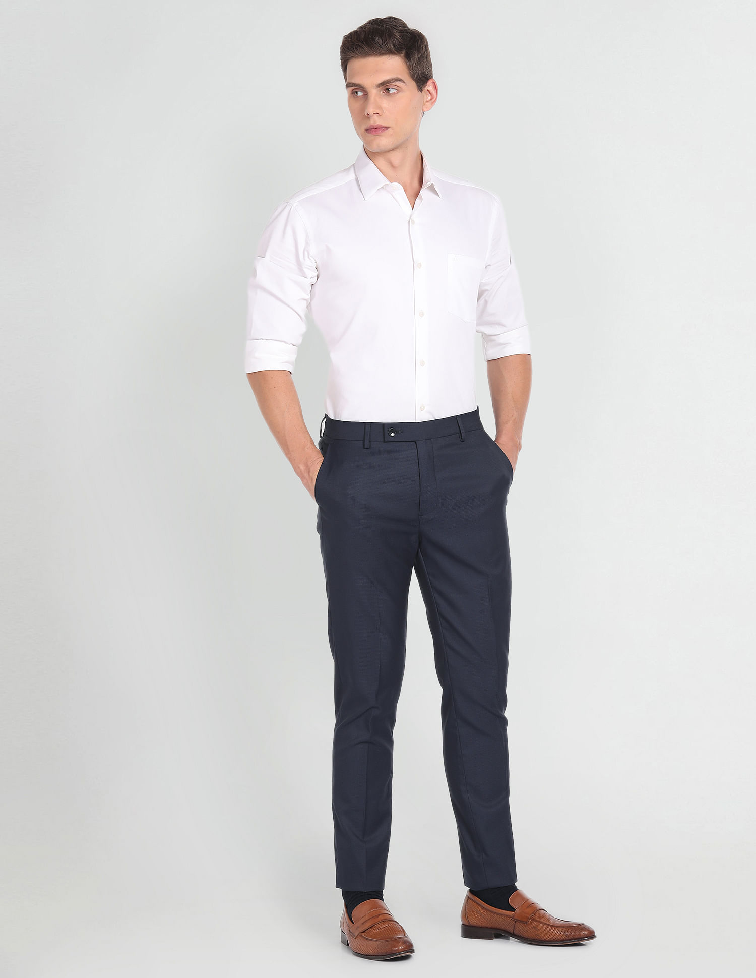 Arrow Jackson Super Slim Fit Dobby Formal Trousers
