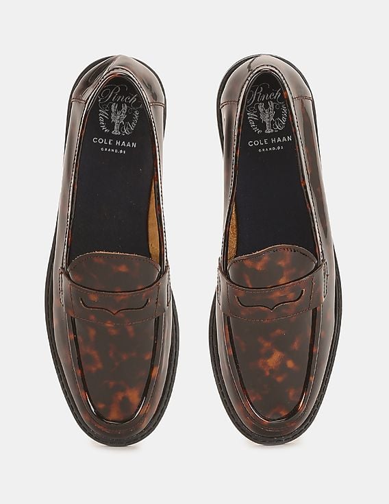 Buy Cole Haan Women Brown Tortoise Shell Penny Strap Loafers  display picture 3