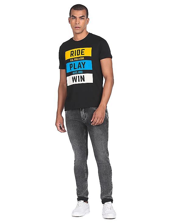 U.S. Polo Assn. Denim Co. Ribbed Neck Brand Print T-Shirt