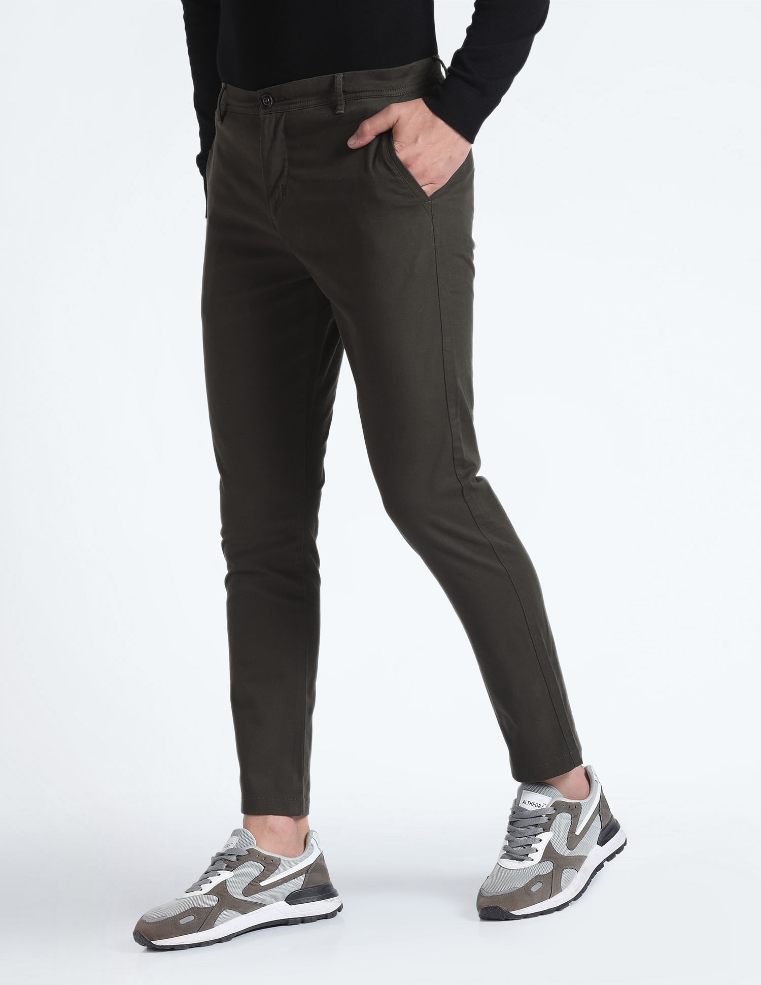 Flying Machine Slash Slim Tapered Fit Solid Trousers