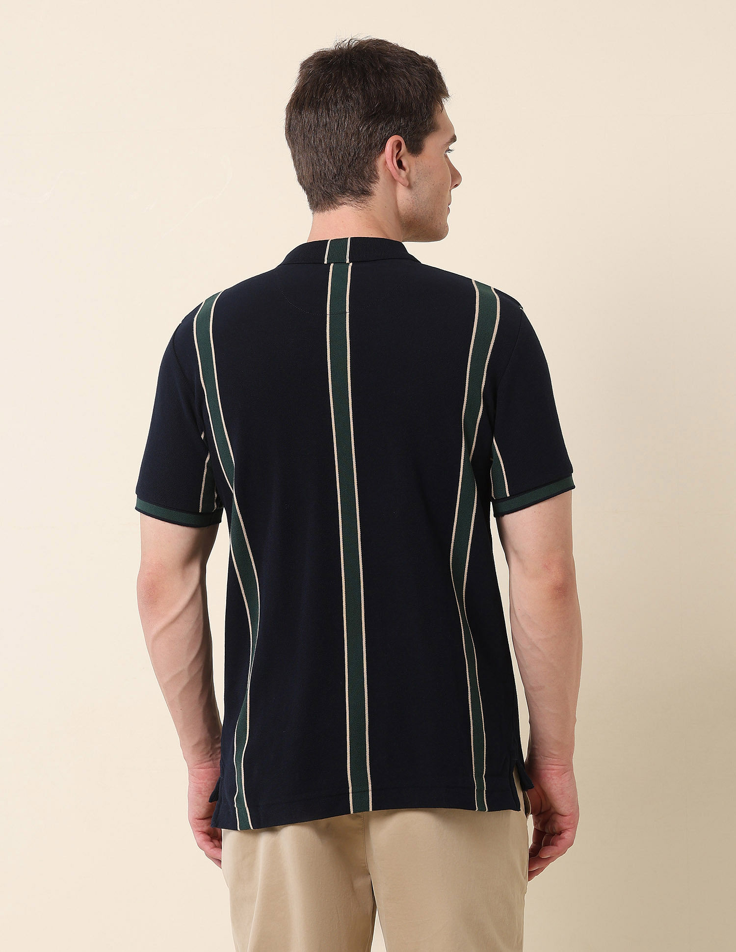 U.S. Polo Assn. Vertical Striped Gold Cup Polo Shirt