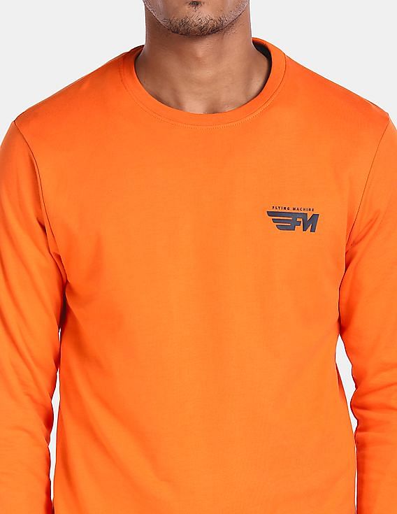 Flying machine orange sweatshirt sale