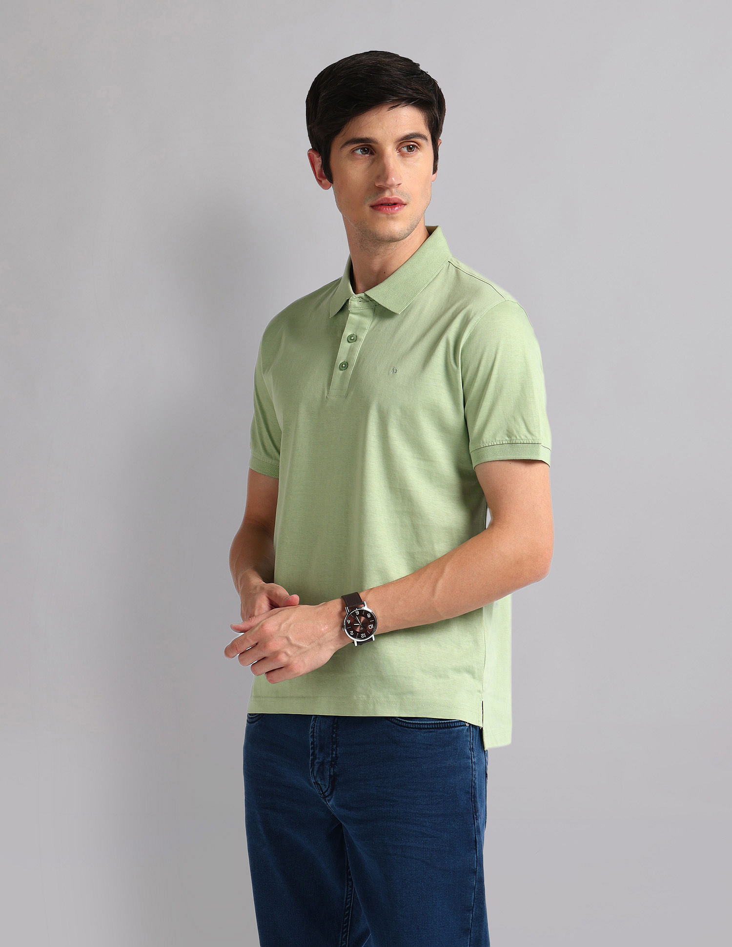AD by Arvind Slim Fit Mercerised Polo Shirt