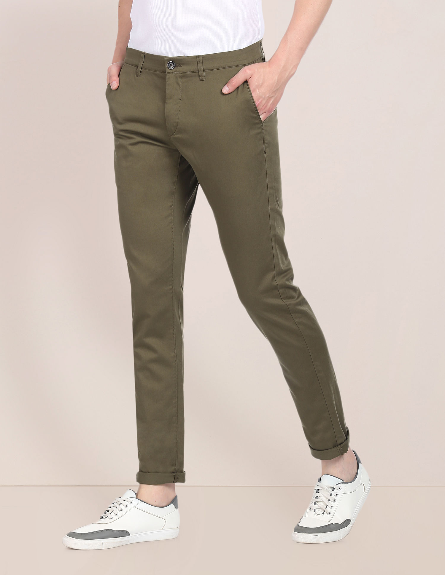U.S. Polo Assn. Austin Trim Fit Solid Casual Trousers