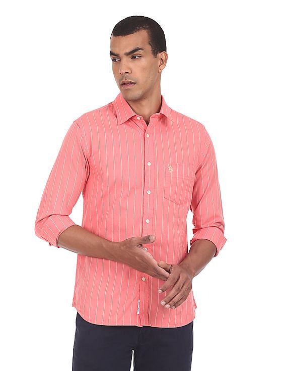 U.S. Polo Assn. Rounded Cuff Cotton Striped Casual Shirt
