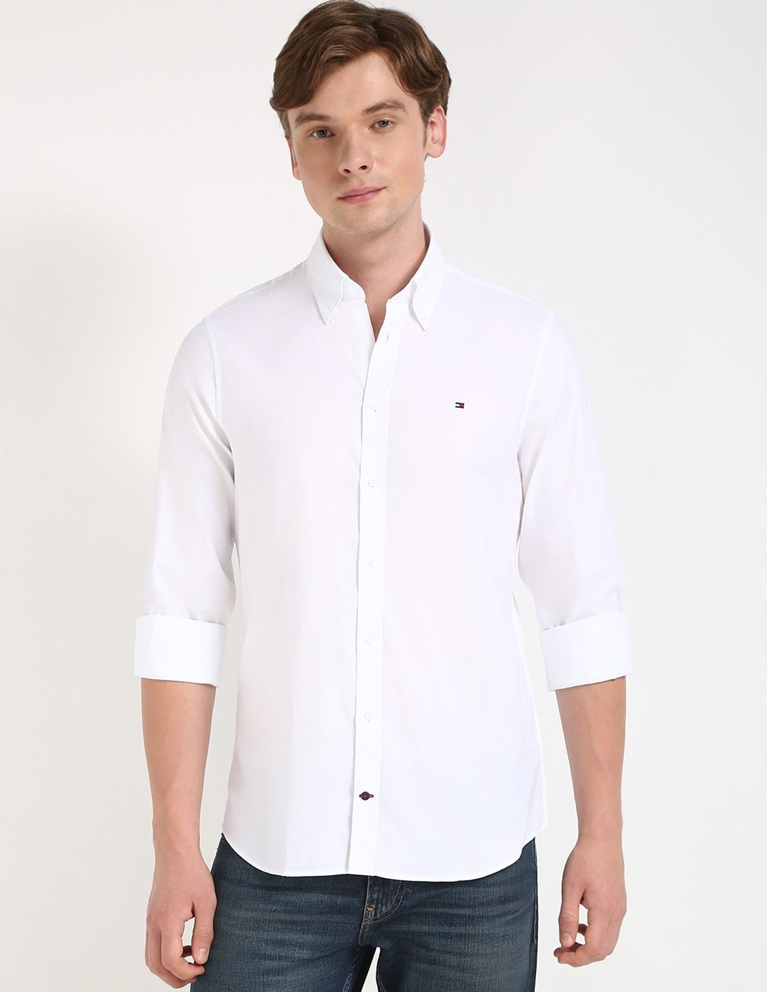 Buy Tommy Hilfiger Solid Slim-Fit Oxford Woven Shirt - NNNOW.com Buy Tommy Hilfiger Solid Slim-Fit Oxford Woven Shirt - NNNOW.com