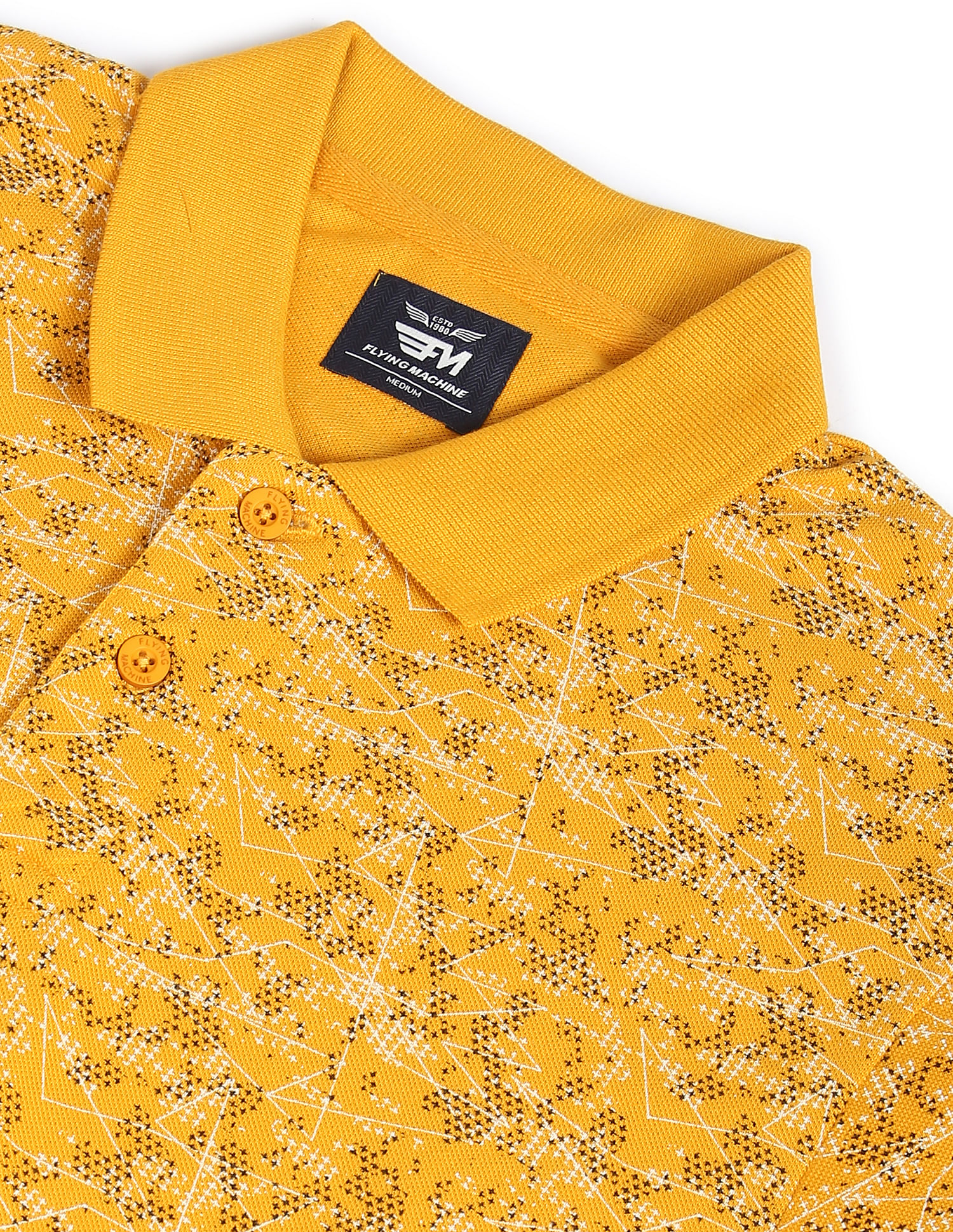 Flying Machine All Over Abstract Print Cotton Polo Shirt