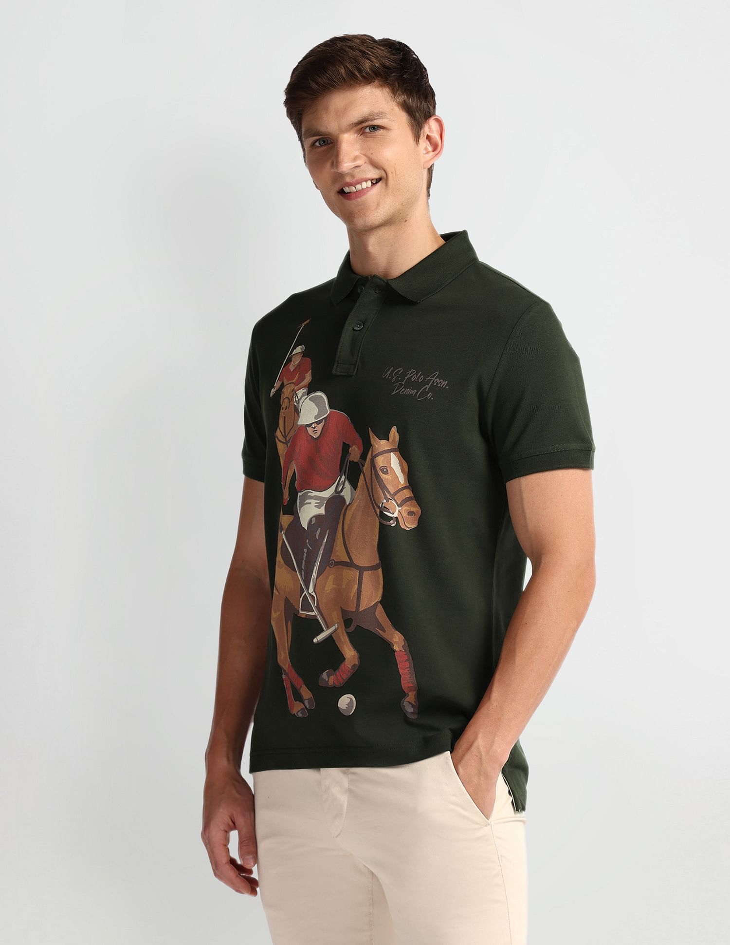 U.S. Polo Assn. Denim Co. Graphic Print Muscle Fit Polo Shirt