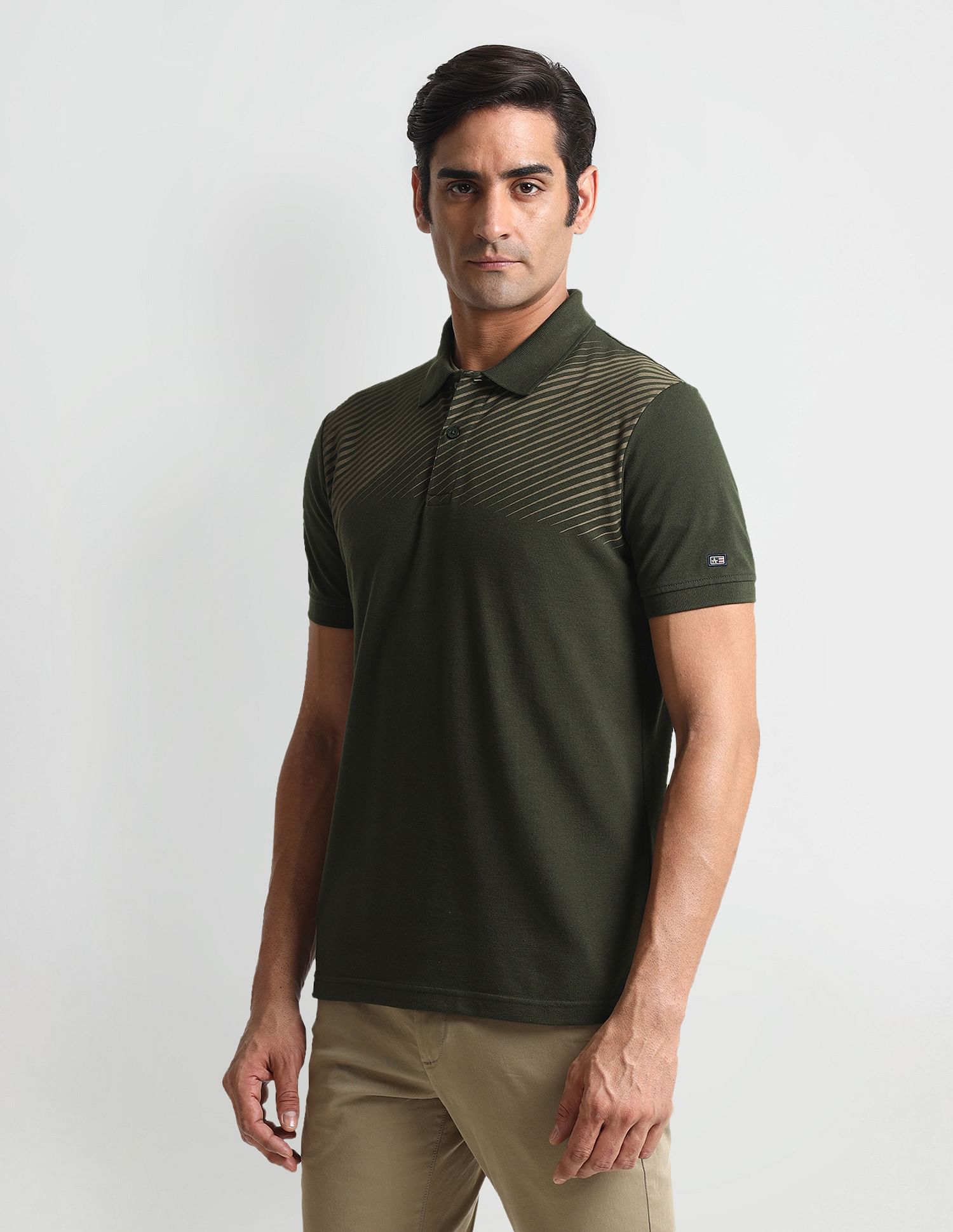 Arrow Sport Diagonal Stripe Pique Polo Shirt