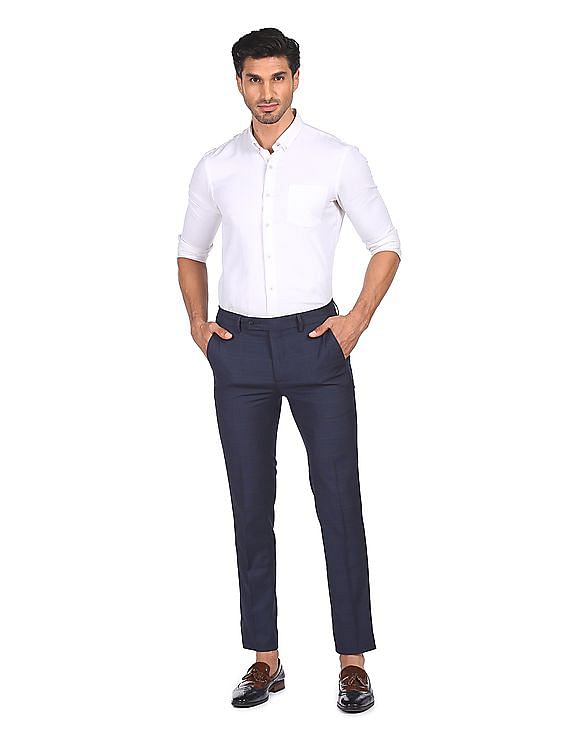 Buy Men Brown Smart Fit Check Casual Trousers Online  729538  Allen Solly