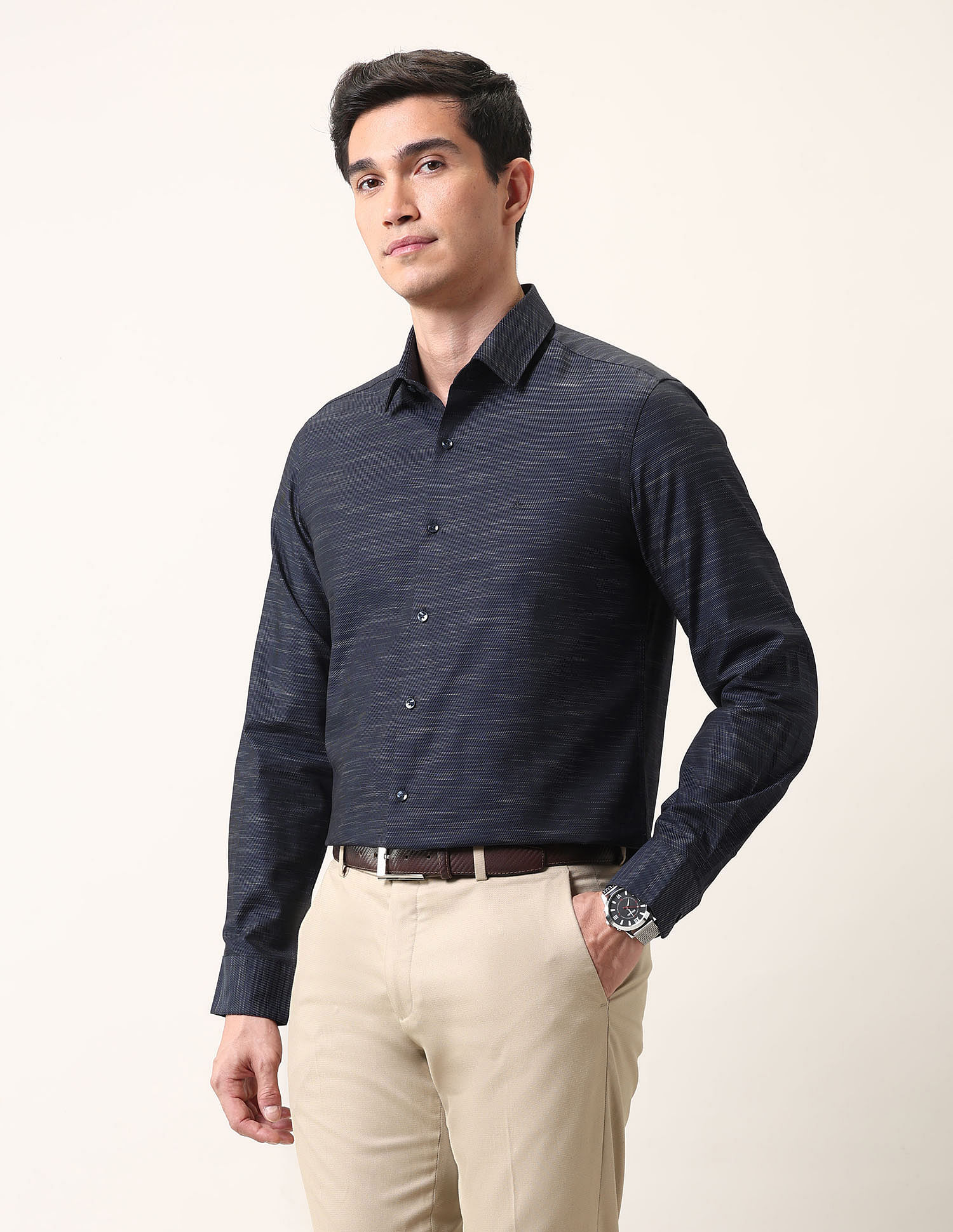 Arrow Manhattan Slim Fit All Over Printed Ceremonial Shirt
