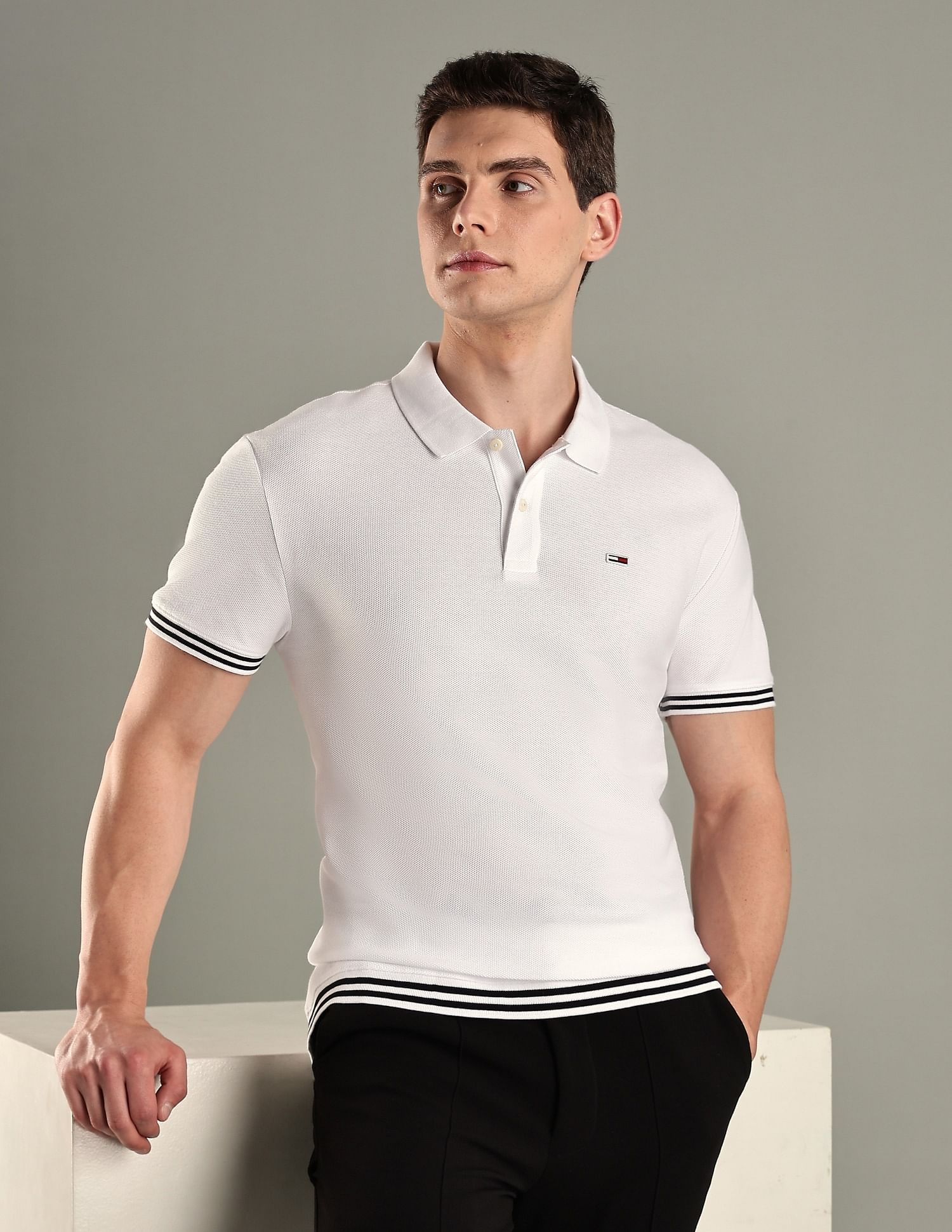 Tommy Hilfiger Solid Regular-Fit Cotton Polo T-Shirt