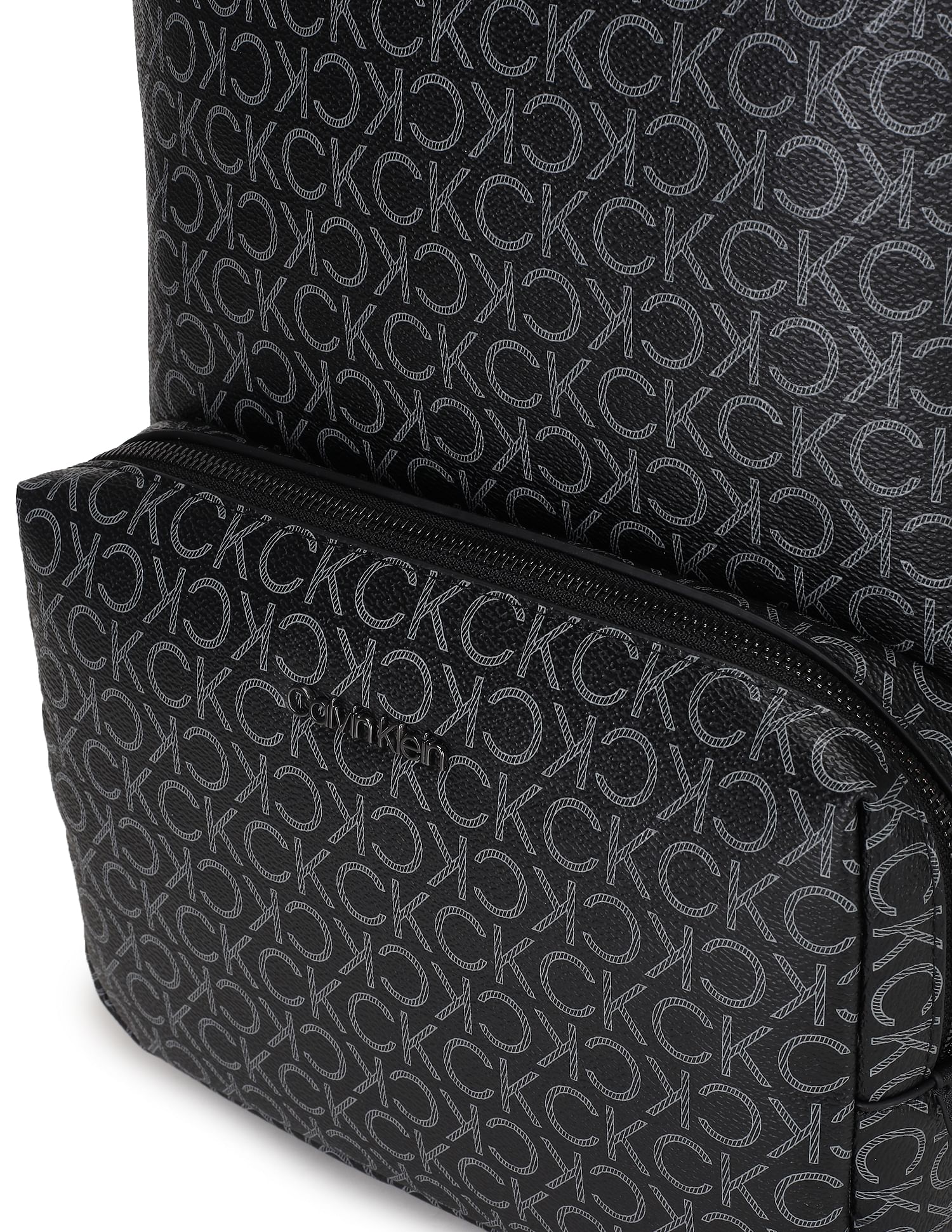 Calvin Klein Jeans Men Black Monogram Print Laptop Backpack