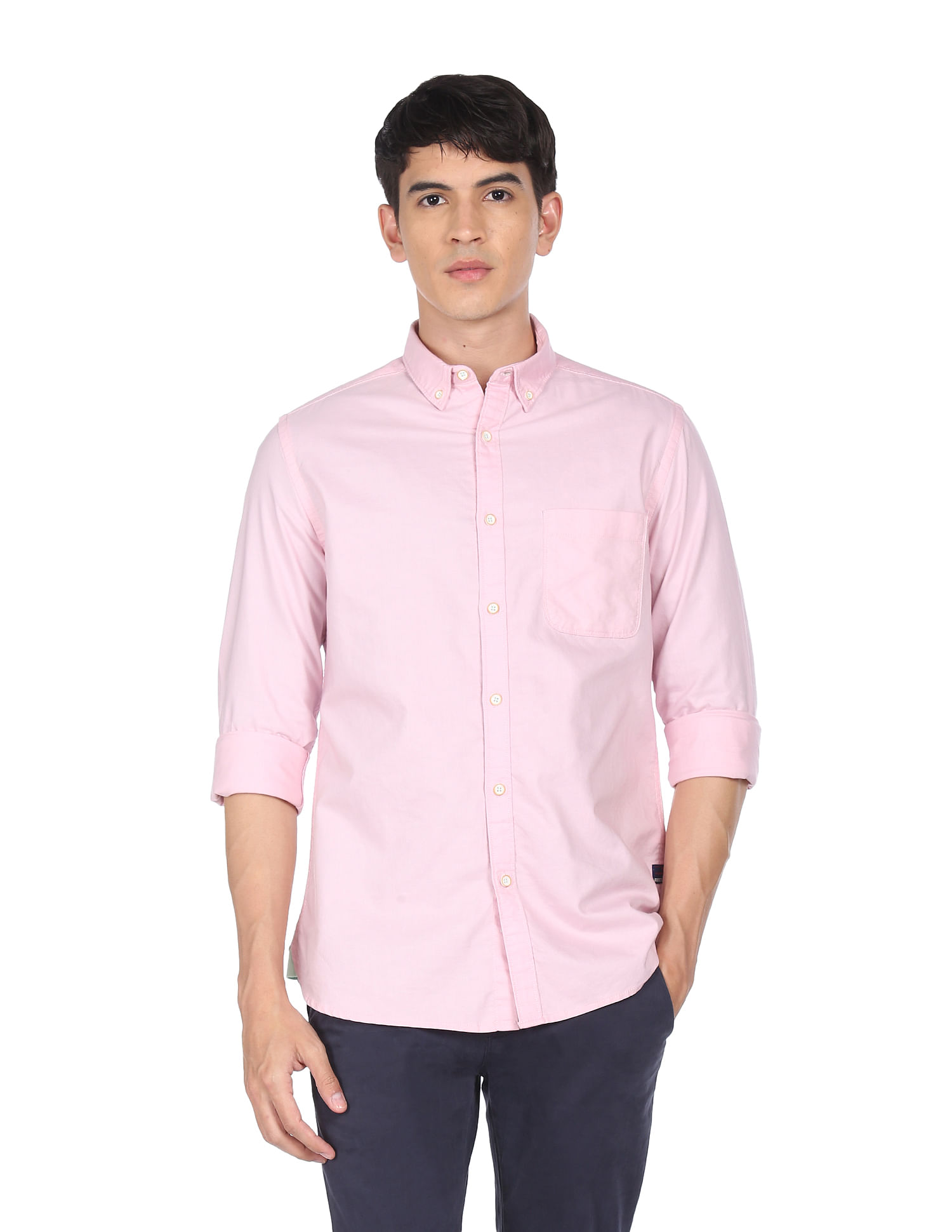 Buy Bought First Men Pink Solid Pure Cotton Casual Shirt (L) Online at Best Prices  in India - JioMart.