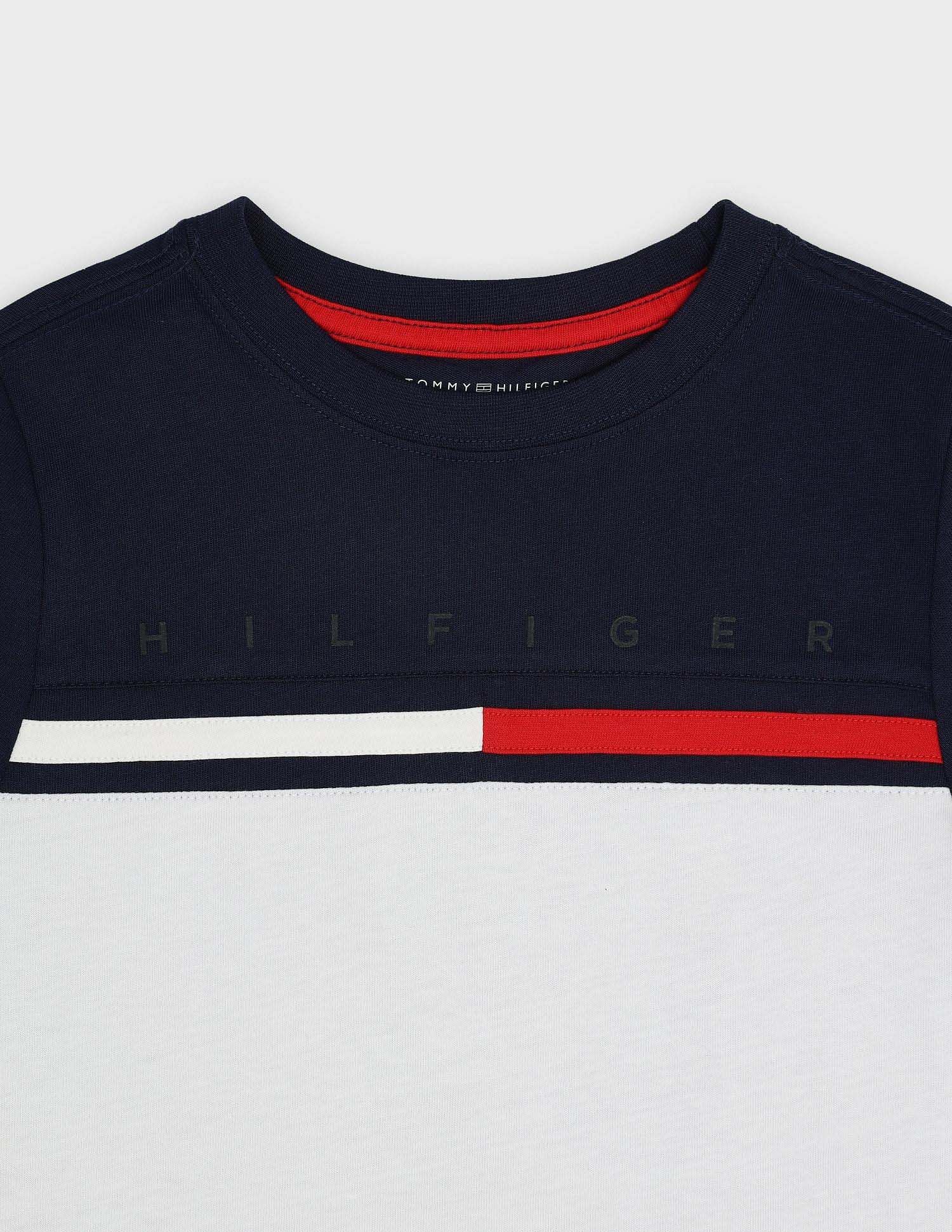 Tommy Hilfiger Kids Boys Colour Blocked Regular-Fit Cotton T-Shirt