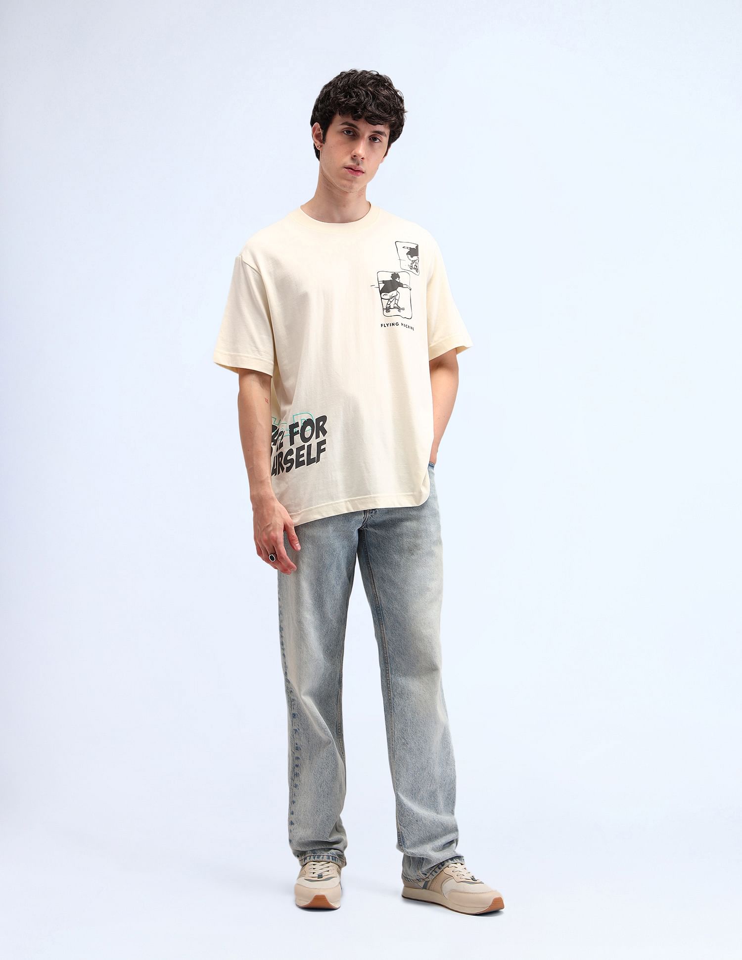 Flying Machine Young Graphic Oversized T-Shirt