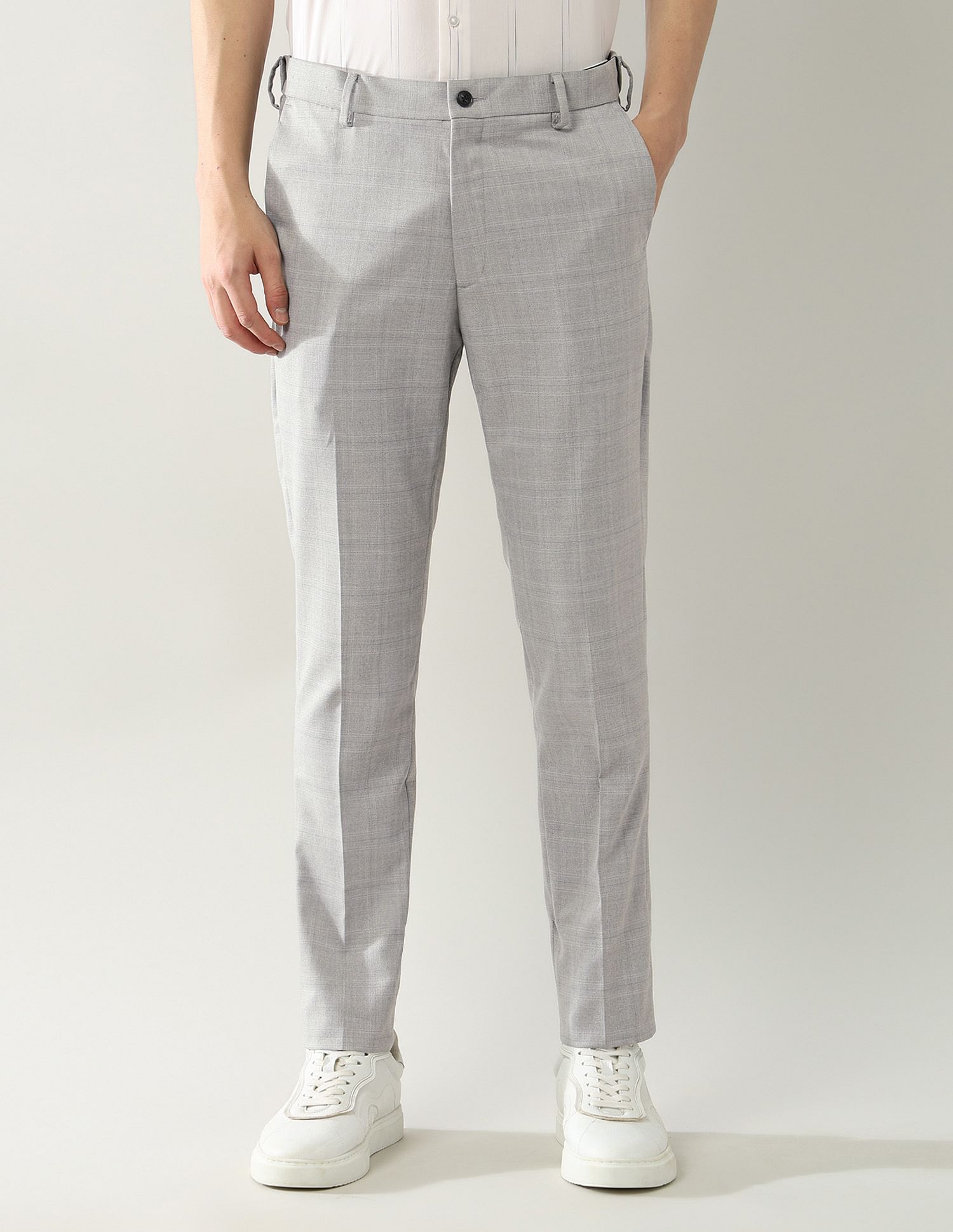 Arrow Newyork Checked Dobby Autoflex Trousers