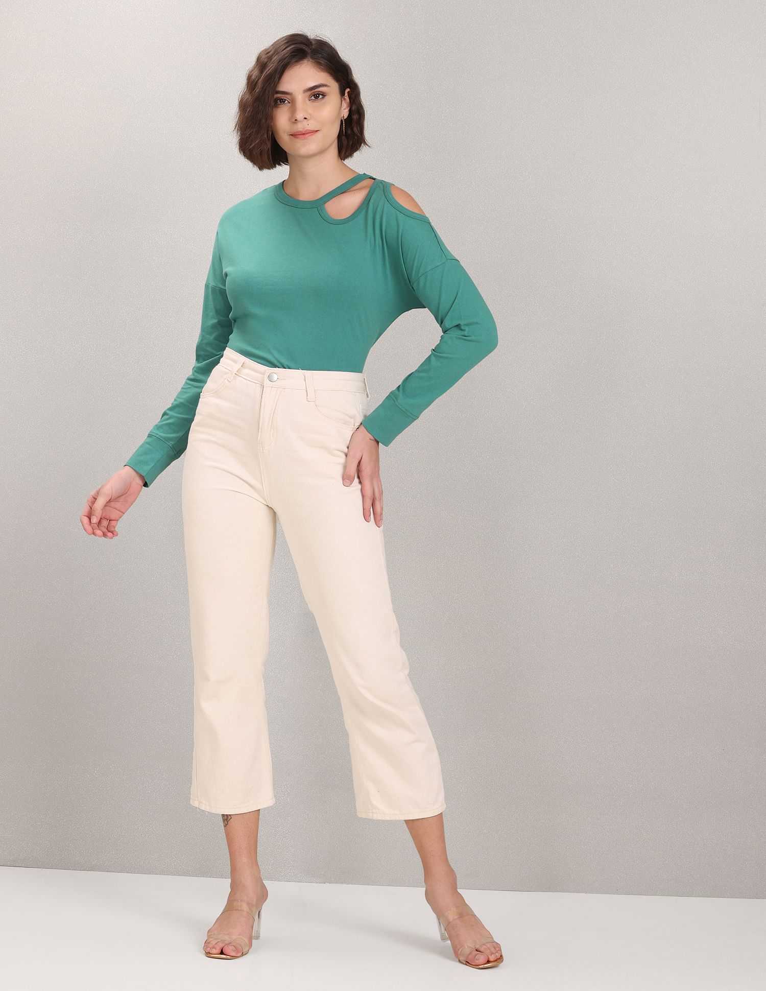 U.S. Polo Assn. Women Cut Out Shoulder Solid Top