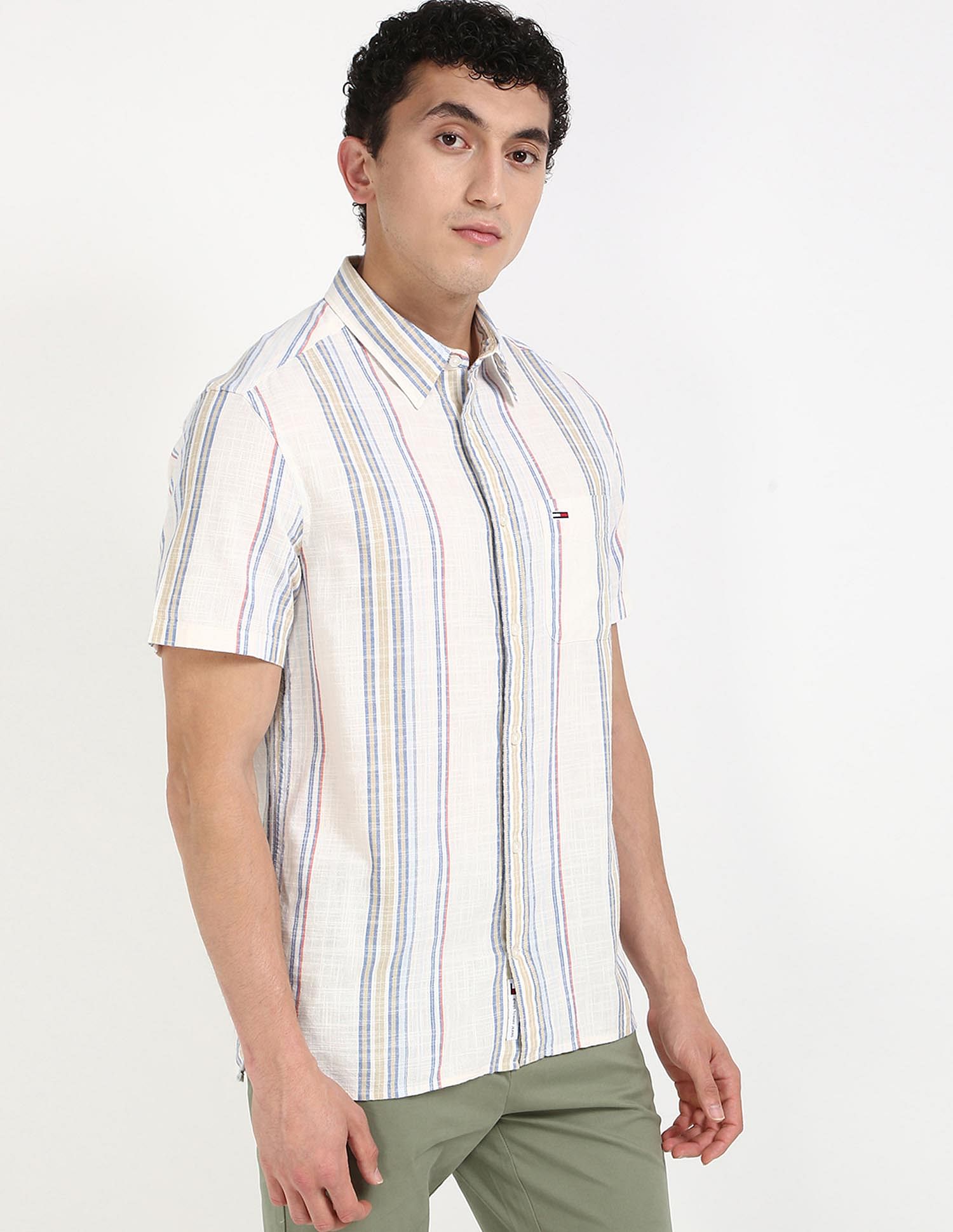 Tommy Hilfiger Kids Crisp White Vertical-Striped Shirt