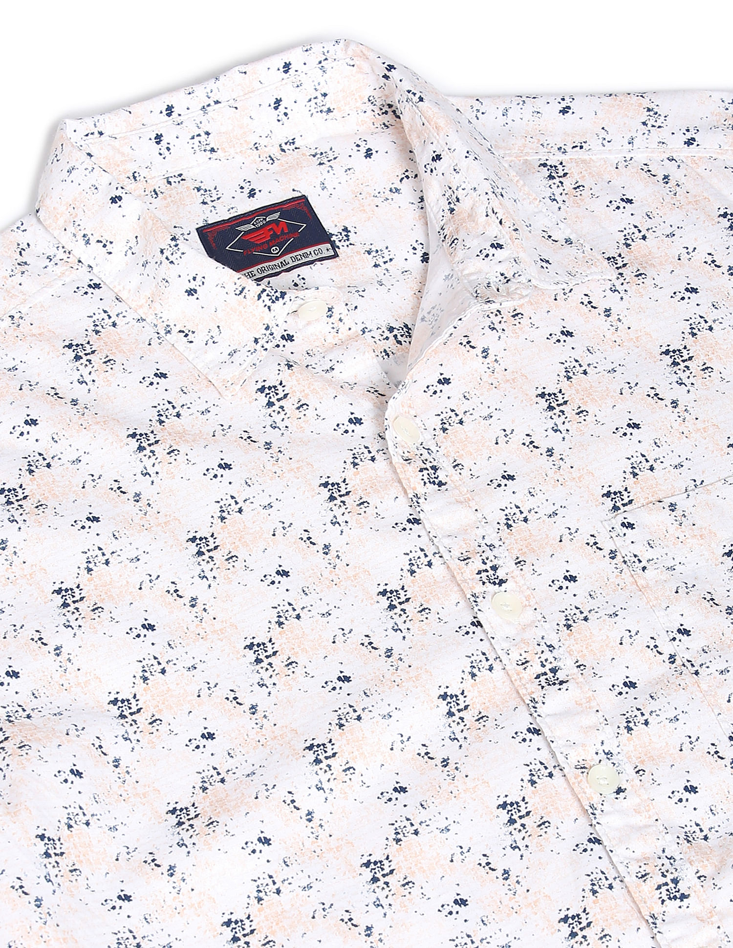 Flying Machine Abstract Print Pure Cotton Shirt