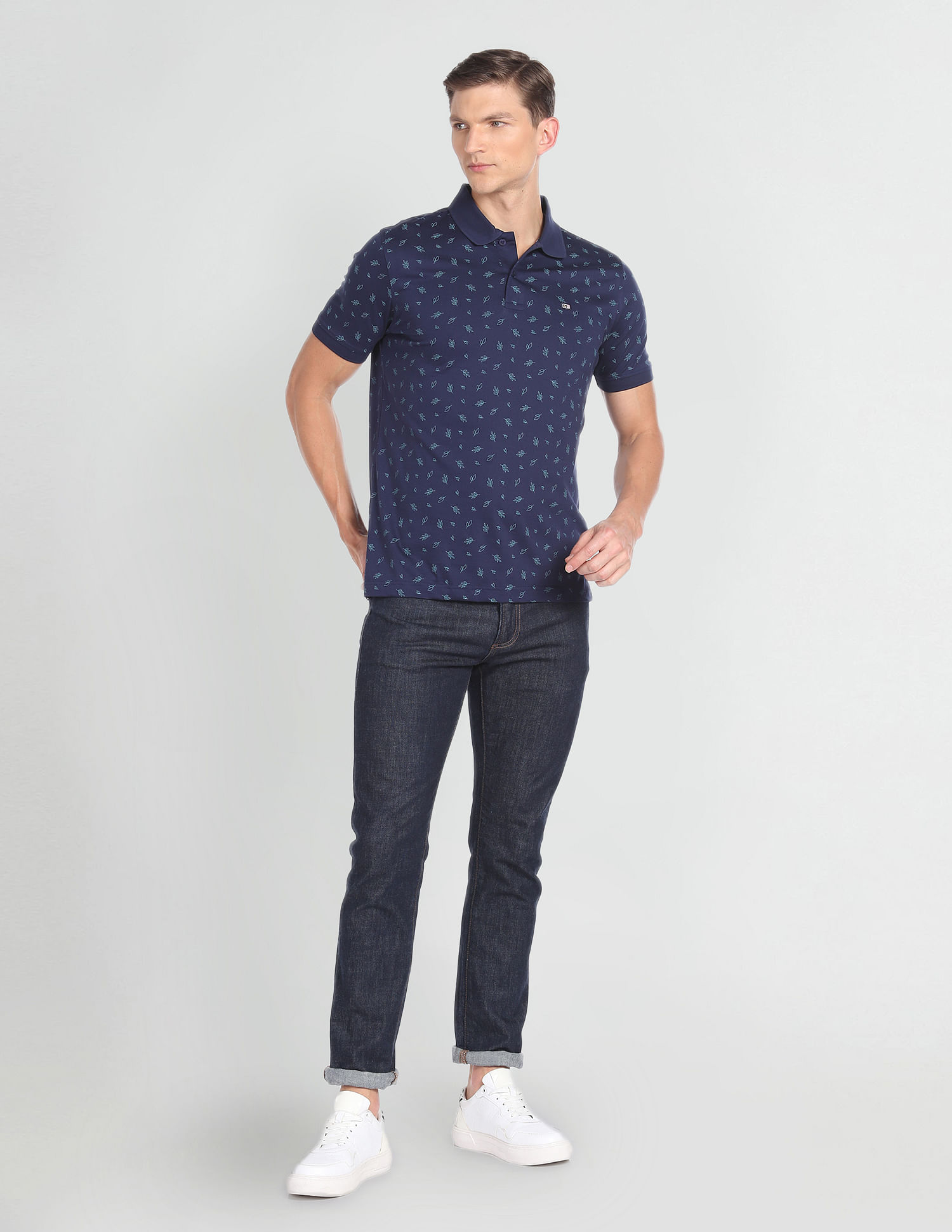 Arrow Sports Tropical Print Mercerized Polo Shirt