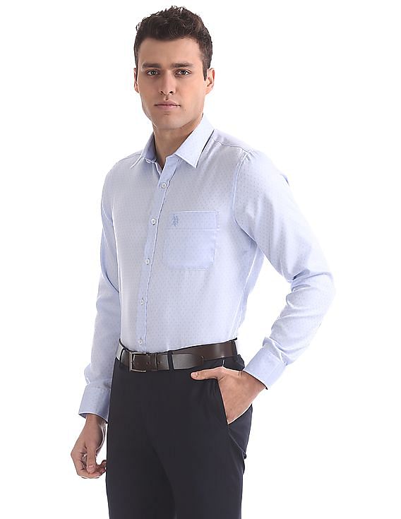 USPA Tailored Regular Fit Patterned Paisley Shirt