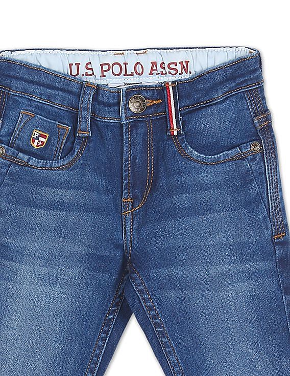 U.S. Polo Assn. Kids Boys Blue Stone Wash Slim Fit Jeans