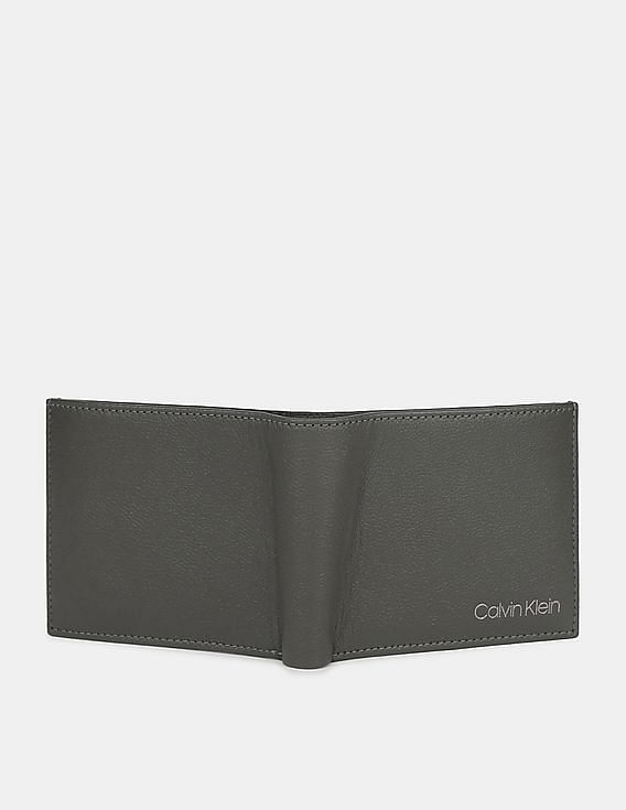 Calvin Klein Men Dark Olive Bi-Fold Textured Leather Wallet