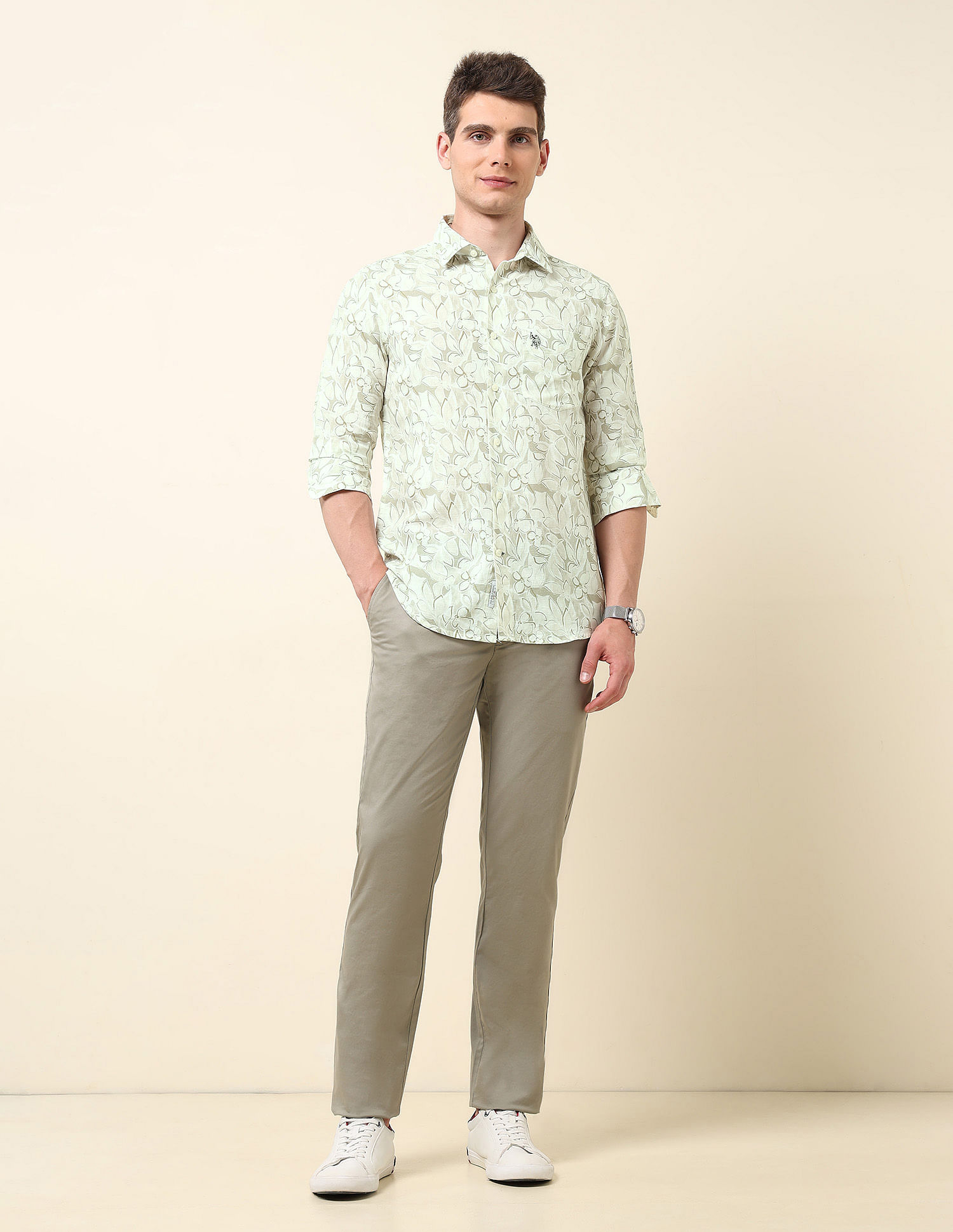 U.S. Polo Assn. Floral Printed Tailored Fit Shirt