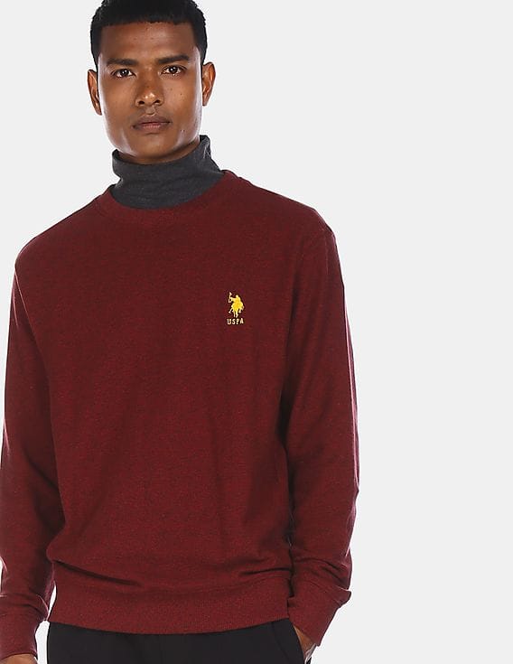 Buy U.S. Polo Assn. Men Maroon Ribbed 