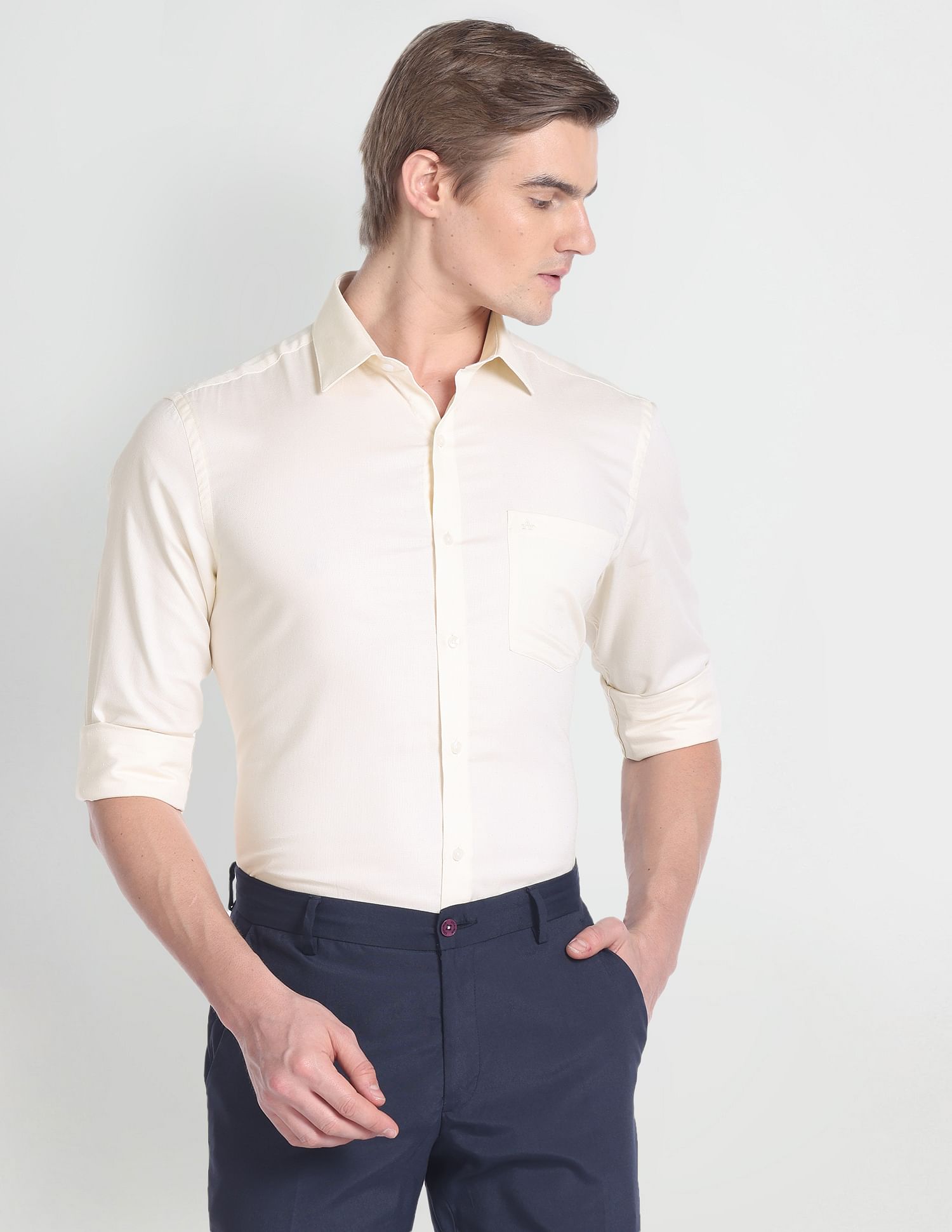 Arrow Cutaway Collar Self Design Shirt