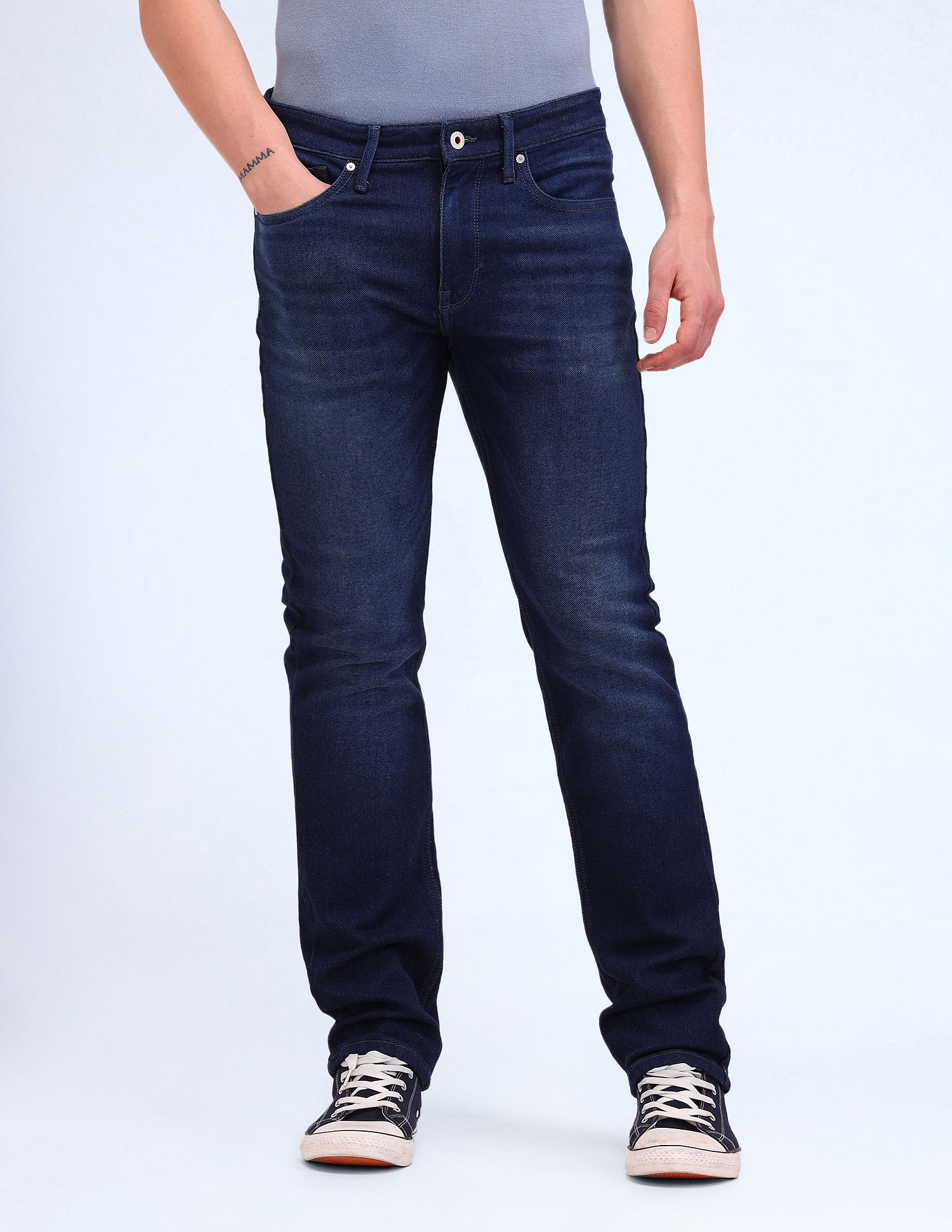 Flying Machine Freddie Slim Straight Fit Blue Jeans