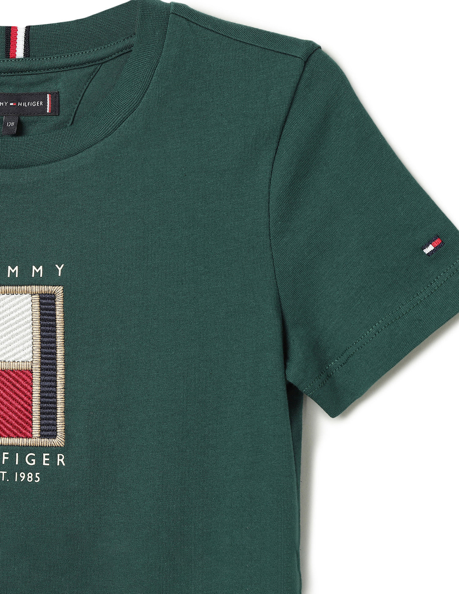 Tommy Hilfiger Kids Boys Flag Embroidered Regular T-Shirt