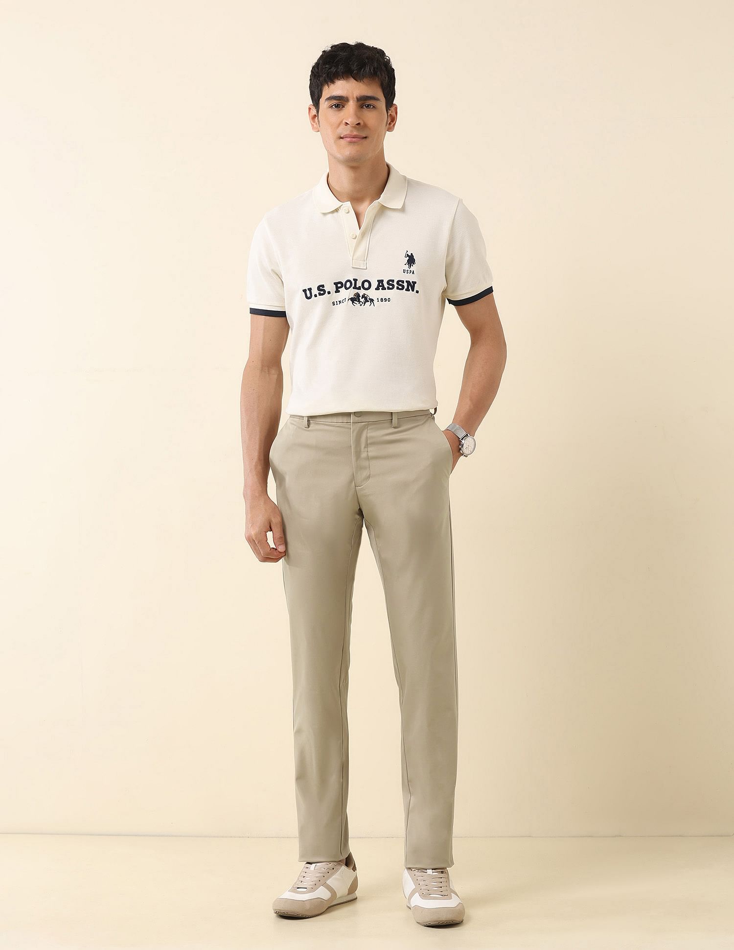 U.S. Polo Assn. Solid Denver Slim Fit Trousers