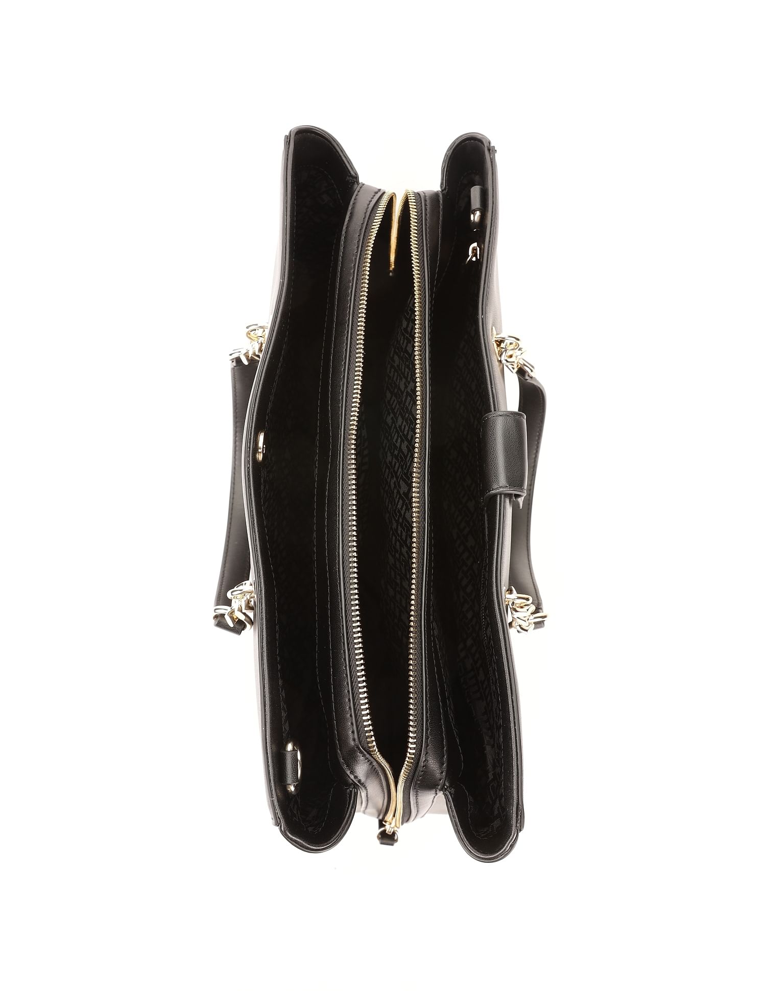 Tommy Hilfiger Solid Black Pu Handbag