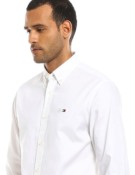 Buy Tommy Hilfiger Men White Mercedes Benz Logo Oxford Casual Buy Tommy Hilfiger Men White Mercedes Benz Logo Oxford Casual