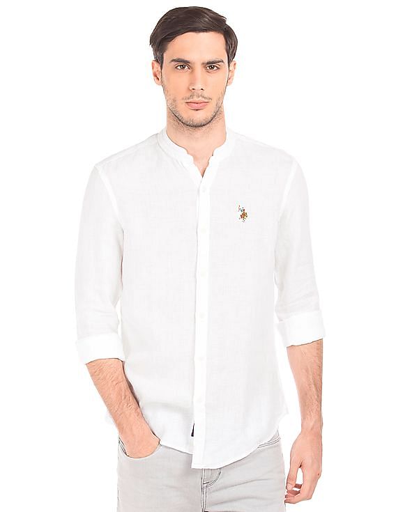 us polo white linen shirt