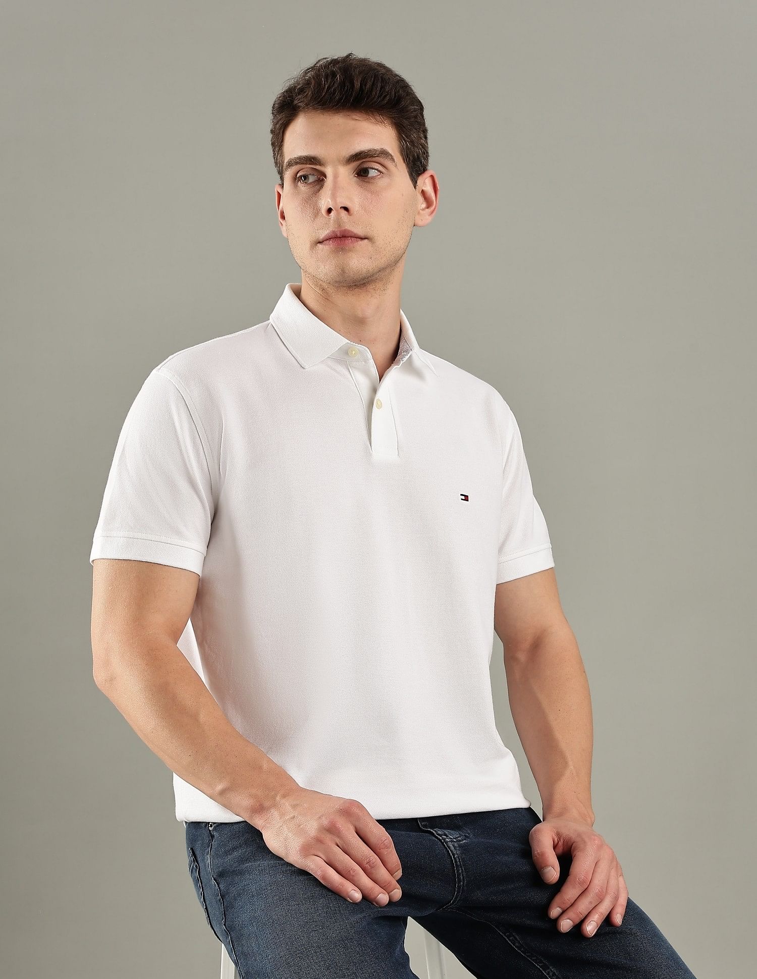 Tommy Hilfiger Solid Regular-Fit Cotton Polo T-Shirt
