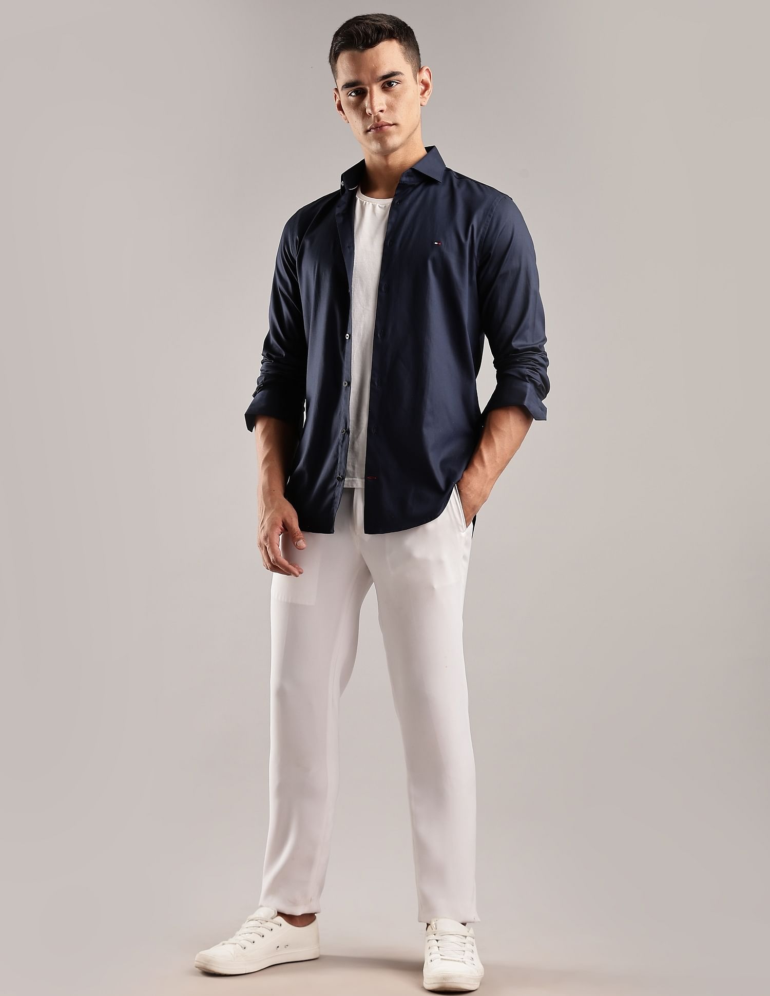 Tommy Hilfiger Solid Slim-Fit Cotton Shirt