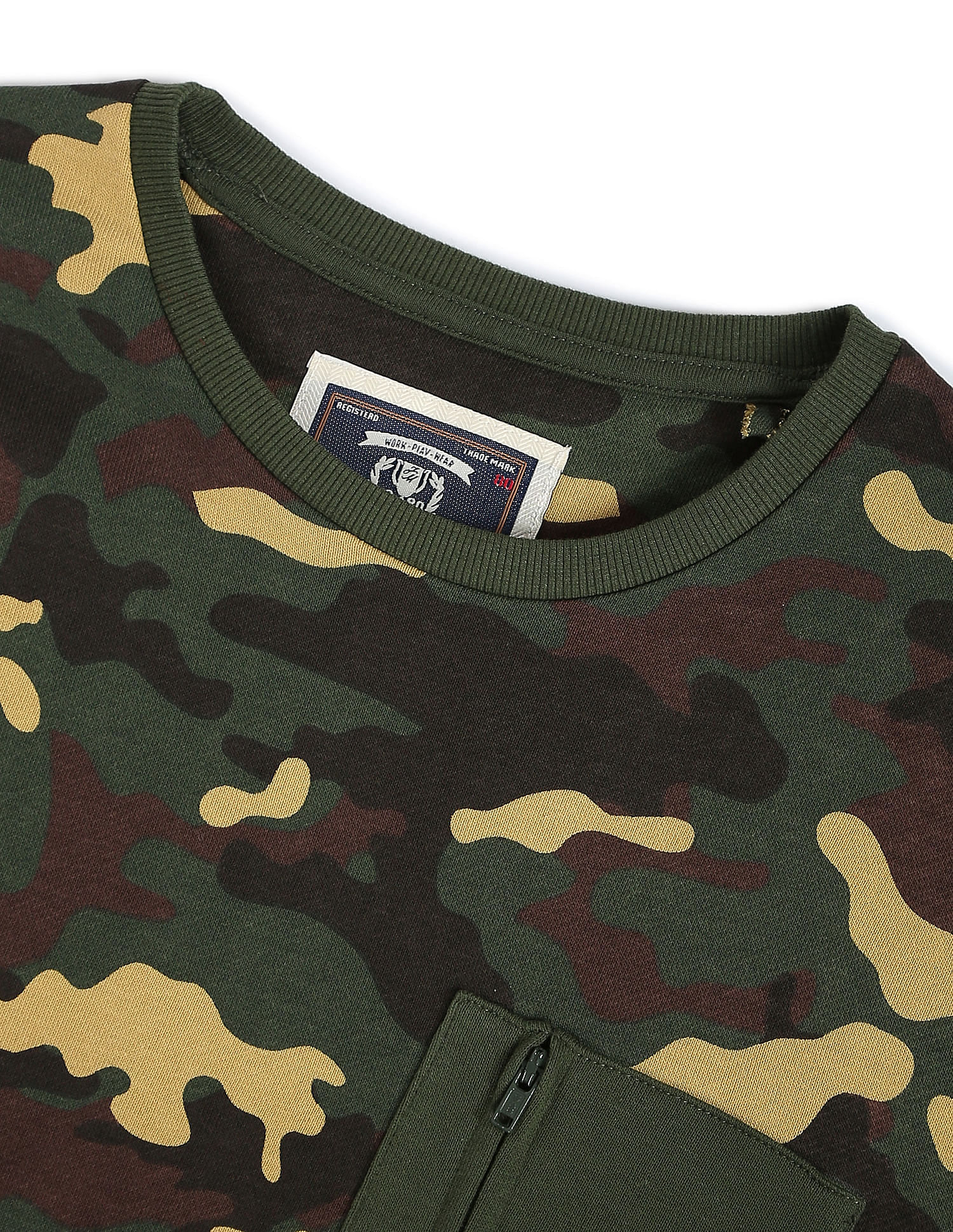 Flying Machine Camouflage Print Cotton Sweatshirt