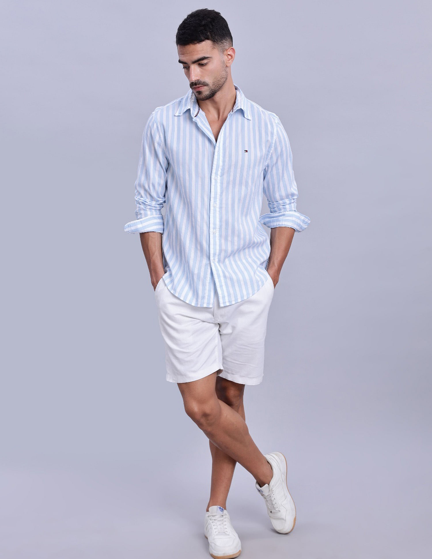 Tommy Hilfiger Striped Regular Fit Plain Woven Shirt