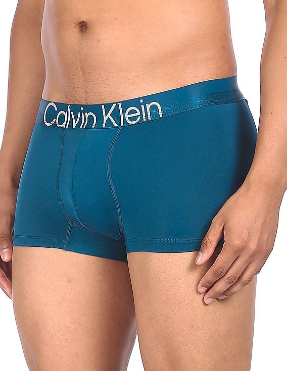 Calvin Klein Underwear Men Green Elasticized Brand Waist Solid Trunks