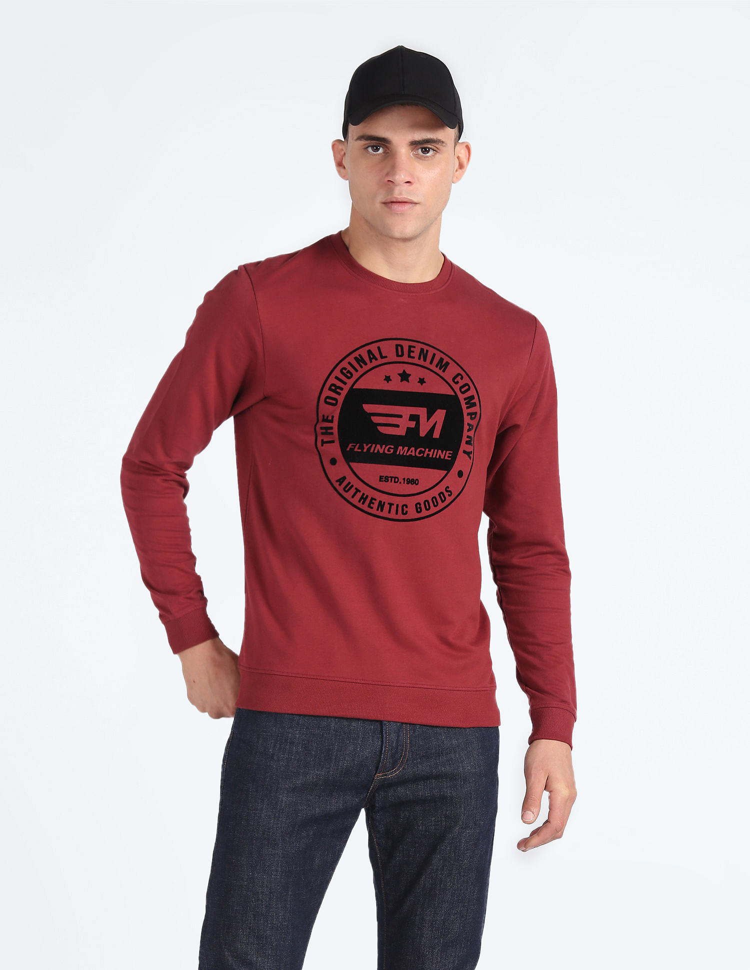 Flying Machine Brand Print Cotton Sweatshirt