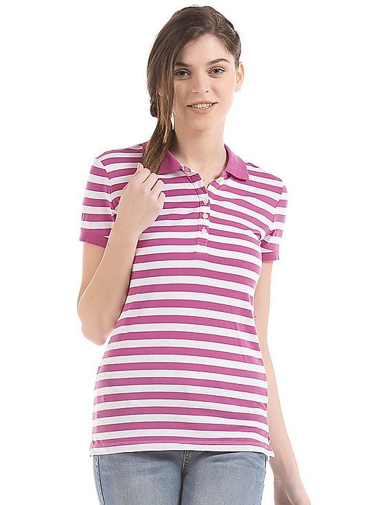 Aeropostale Womens Striped Polo Shirt 