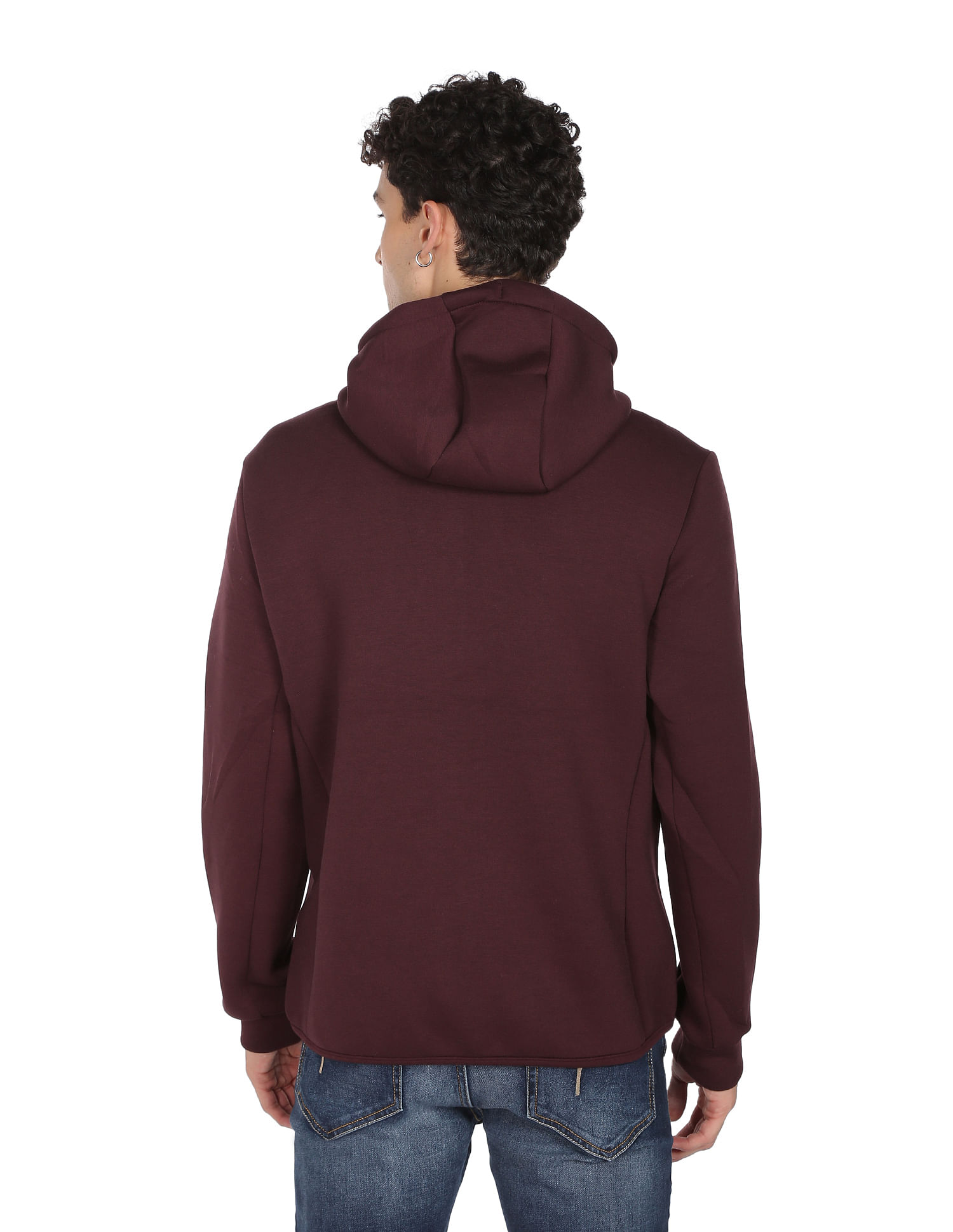 Flying Machine Drawstring Hood Solid Puffer Jacket